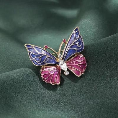 Luxury Minimalist Enamel Butterfly Brooch, High-end and Sophisticated Headpiece Pin, Clothing and Accessories Item