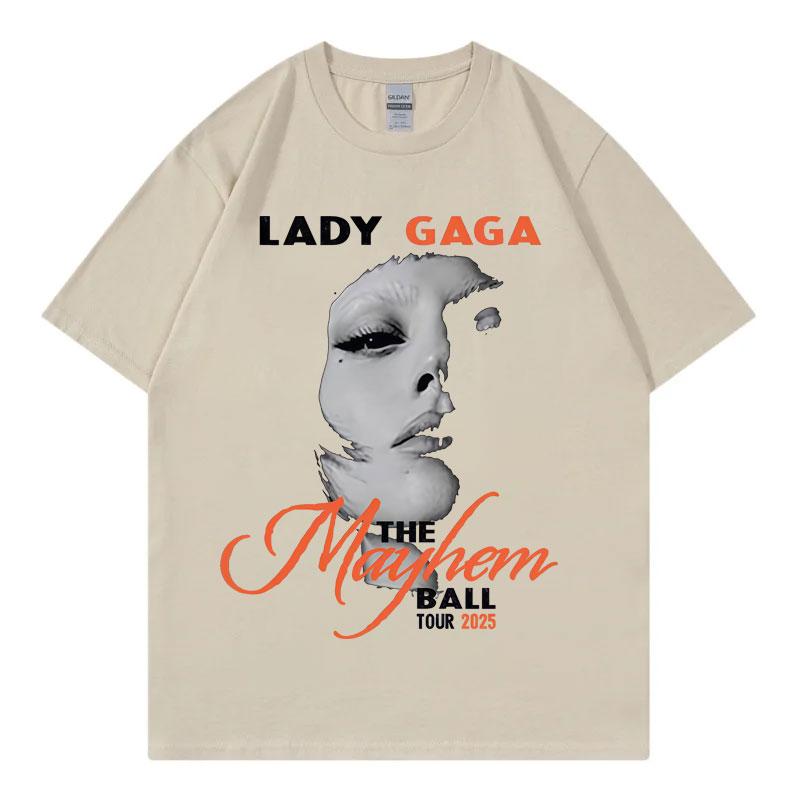 Limited Lady Gaga The Mayhem Ball Tour Merch T Shirt High Street Fashion Trend T-shirt Men Women Oversized T-shirts