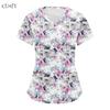 Damen Krankenschwester Kurzarm OP-Uniformen Frau Weiches Scrub-Top T-Shirt mit Taschen Atmungsaktives & Pflegeleichtes Gewebe Krankenschwester Oberteile
