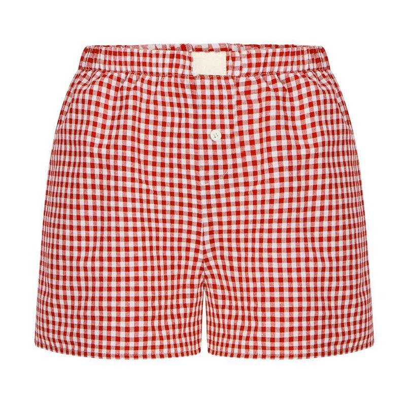 Women's Casual Loose-Fit Checkered Shorts