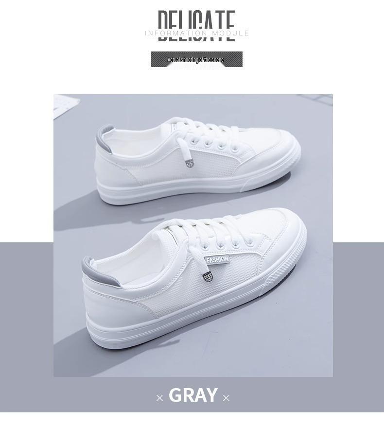Women's 2025 Summer White Mesh Breathable Flat Casual Sport Shoes