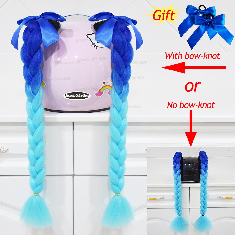 2pcs Quality Braids For Motorcycle Helmet Ponytail Sucker Braids Wig For Woman Helmet Decor Ears Twist Accessories 164 Colors