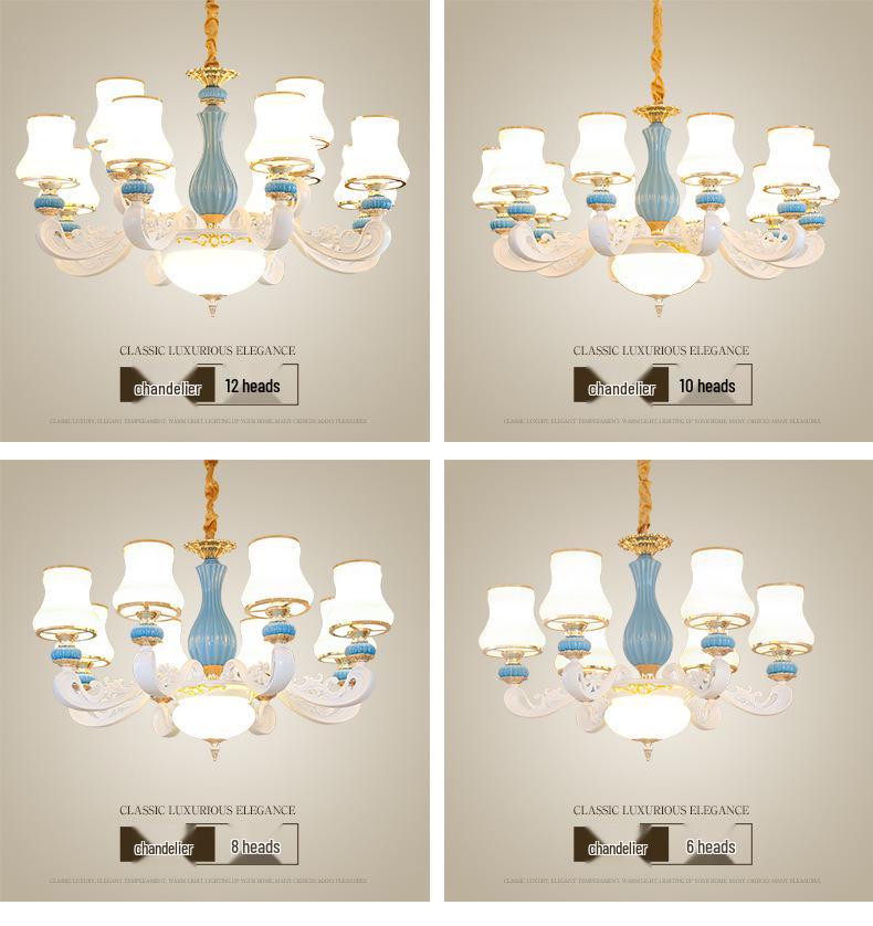 Modern European Ceramic Chandelier for Living Room, Restaurant, or Bedroom in Villa