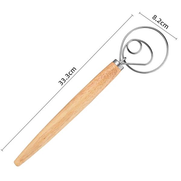 

Деревянная ручка венчик для датского теста блендер для выпечки кондитерских изделий из нержавеющей стали голландский стиль хлеба ручной миксер кухонные принадлежности для выпечки