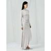 Anggae Light Jersey Unbalanced Long Skirt Silver