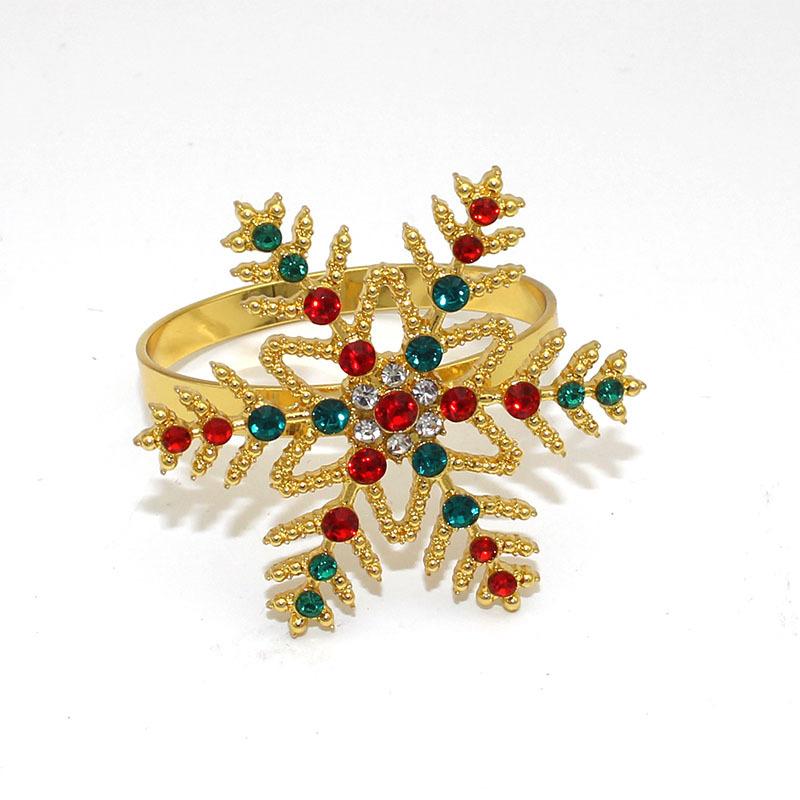 4pcs/lot Christmas Snowflake Napkin Ring Diamond Napkin Buckle Alloy Napkin Ring Cloth Ring