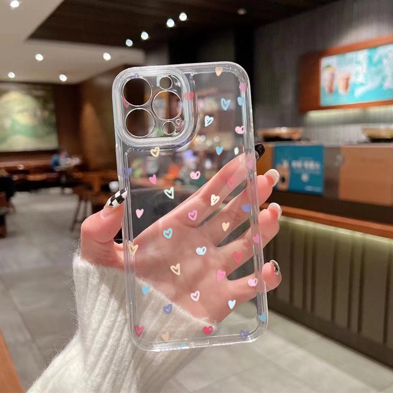 Ins Color Love Apple Phone Case iPhone17Pro High Value Ultra-thin Anti-drop Transparent Phone Case