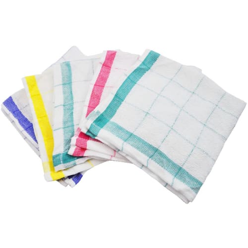 Cotton Dishcloth, Checkered Pattern, Pack of 5, 34 x 34cm, ZB-5123