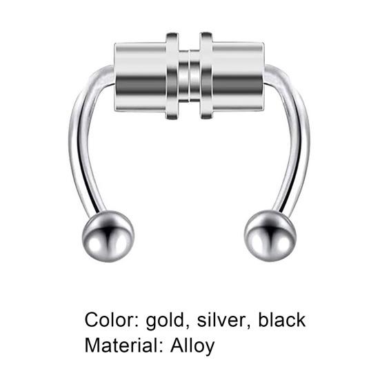Nose Ring Reusable Non Piercing Alloy Fake Magnetic Horseshoe Nose Ring for Party