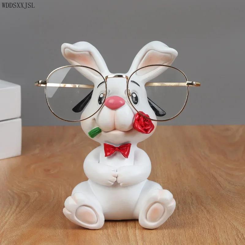 Creative Cartoon Rabbit Glasses Stand Resin Crafts Multifunctional Pen Stand Desktop Glasses Holder Shop Glasses Display Stand