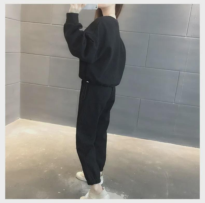 Women's Spring & Autumn 2023 Casual Two-Piece Suit: Fashionable Loose Sweatshirt and Trousers Set