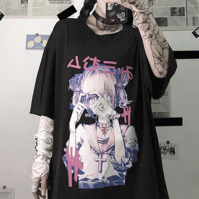 Crop Tops Women T-shirts Y2k Short Sleeve Gothic Printing Tee Summer Grunge Aesthetic Clothing Harajuku Anime Vintage OverSize