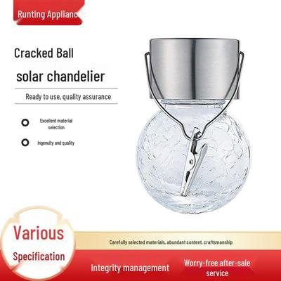 Cracked Glass Solar Ball Pendant Light for Outdoor Festivals