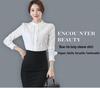 2023 Versatile Korean Style Women's Chiffon Blouse - Long Sleeve Slim Fit in White