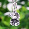 Ciondoli in argento sterling 925 con perline, ciondolo originale a forma di cane barboncino bulldog, adatto per braccialetti alla moda, collane, gioielli fai da te per le donne