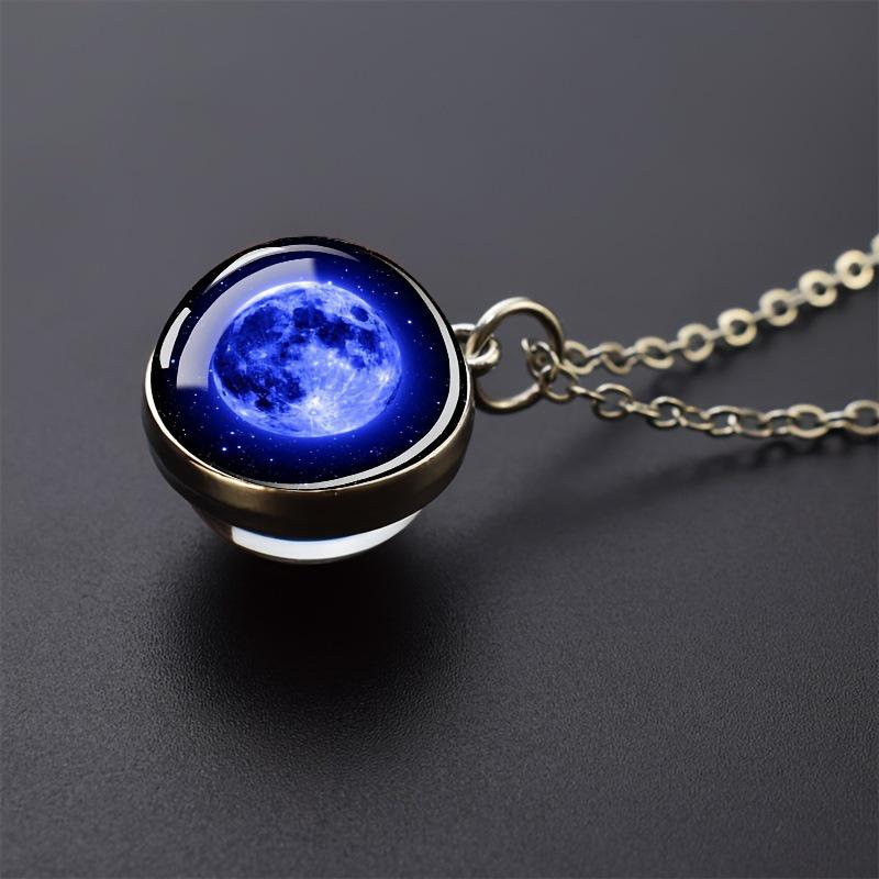 Solar System Glass Ball Pendant Necklace - Fashion Jewelry Gift for Men & Women