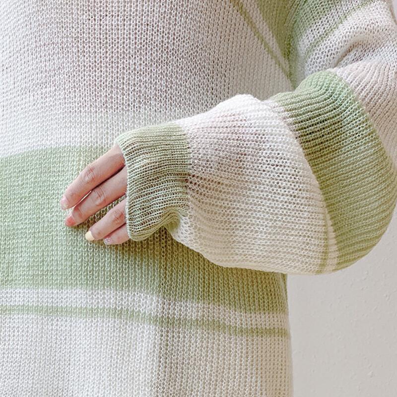 Mokana Women's Striped Color-block Loose Knit Sweater