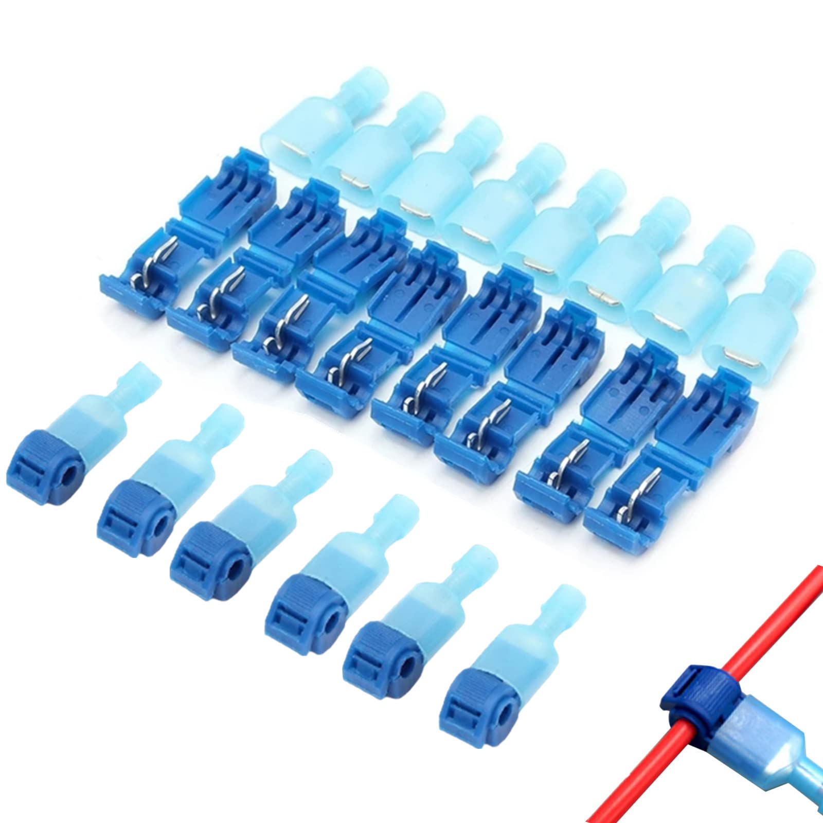 

25 Pairs T-Type Wire Connectors Electro Tap Wire Branch Connection Connector Flat Wire Quick Splice Terminal