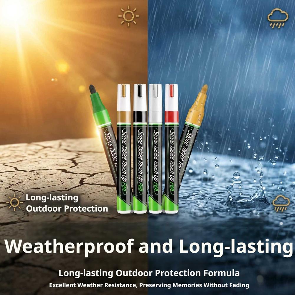 Tombstone Lettering Repair Paint Pen for Grave Marker Metal Stone High Heat Resistant Waterproof Fade Proof Outdoor Use
