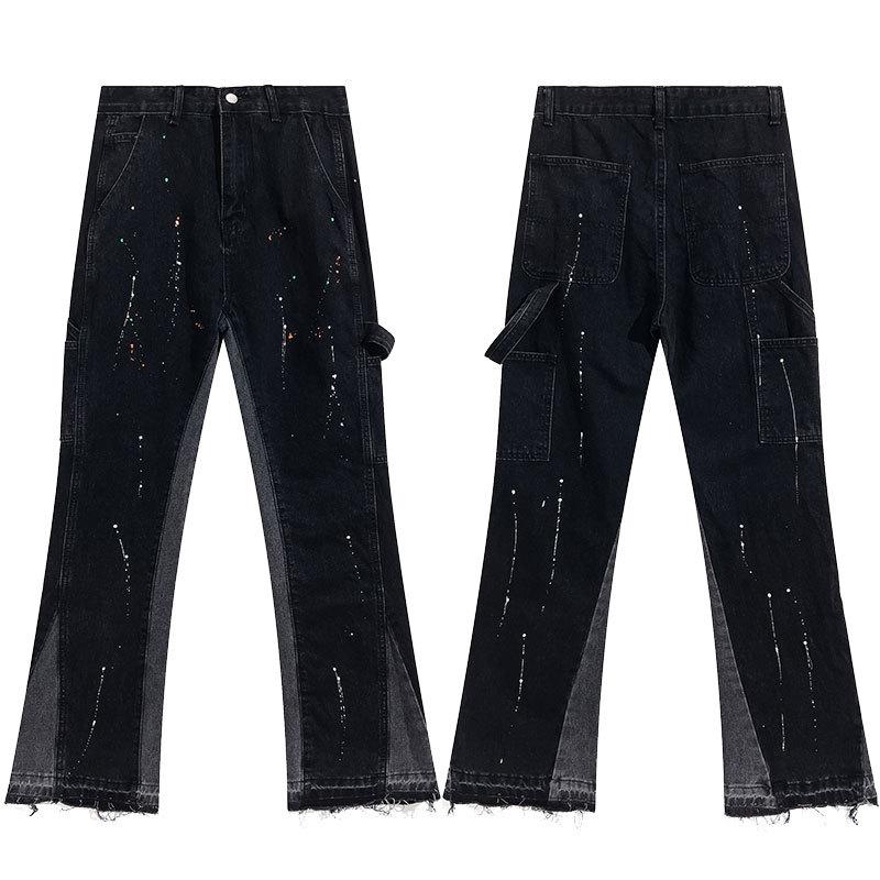 GALLERY DEPT Jeans Acampanados Retro Unisex Patchwork Desgastados con Lavado Salpicado