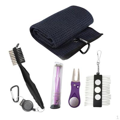 Golf Accessories Gift Set - Towel, Club Brush, Foldable Repair Tool, Tee for