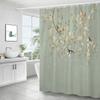 Chinese Flower Bird Shower Curtains Set Printing Waterproof Polyester Leaves Shower Curtains Bathroom Home Decor Mat 180x200CM