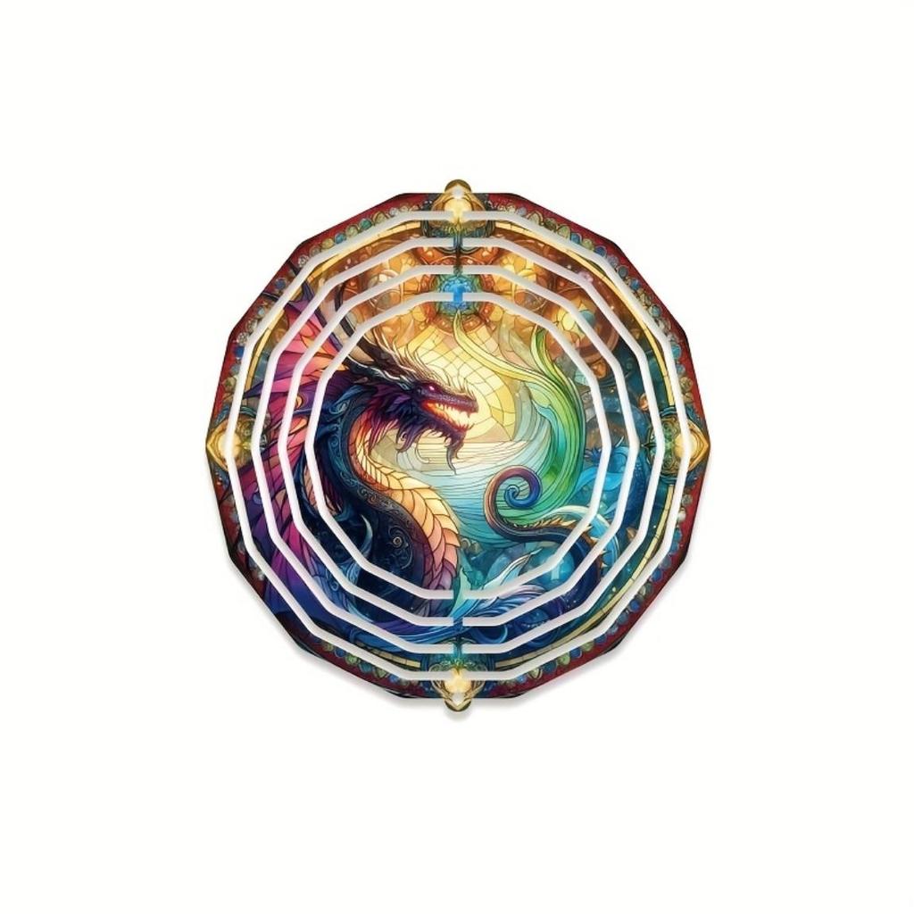 Metal 2D Dragon Wind Chime Outdoor Garden Decor Weather Resistant Hanging Ornament for Patio Yard Home No Electricity Needed