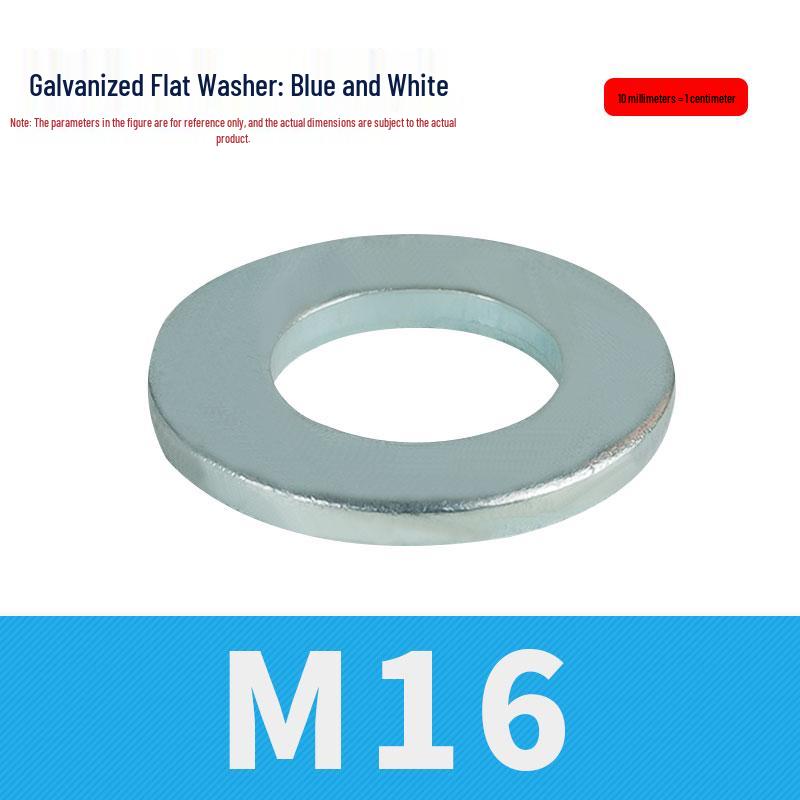 8.8 Grade Blue-White Zinc Galvanized Thickened Flat Metal Washer, M3-M48.
