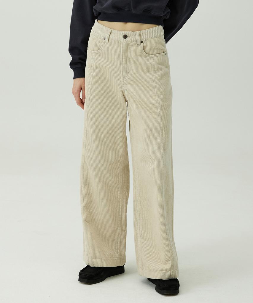 MAGOODGAN Petro 4813 Corduroy Flare Wide Fit Cream Pants