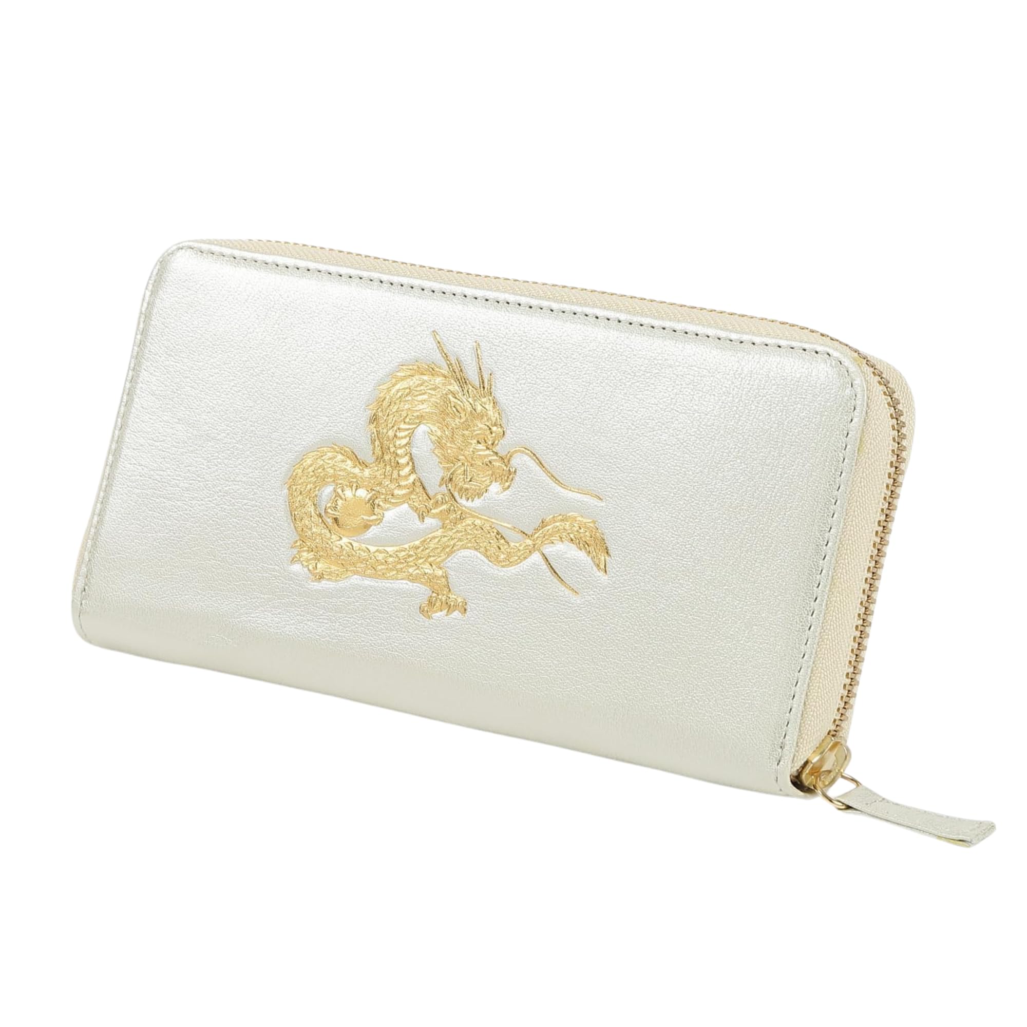 

[SakuraZen] Feng Shui Emperor Dragon Genuine Leather Round Wallet, Made in Japan, Gold Foil Stamped, Dragon Cowhide, Fortune-Bringing Wallet, Men s,