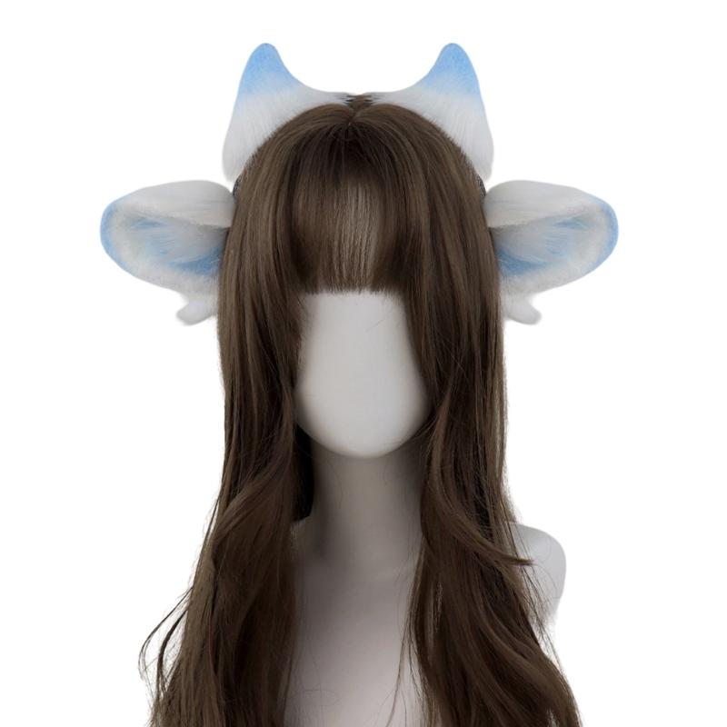 

Handmade Ears Headbands Women Men Cosplay Hair Hoop Lovely Styles Headwear for Halloween and Party Costumes синий/белый