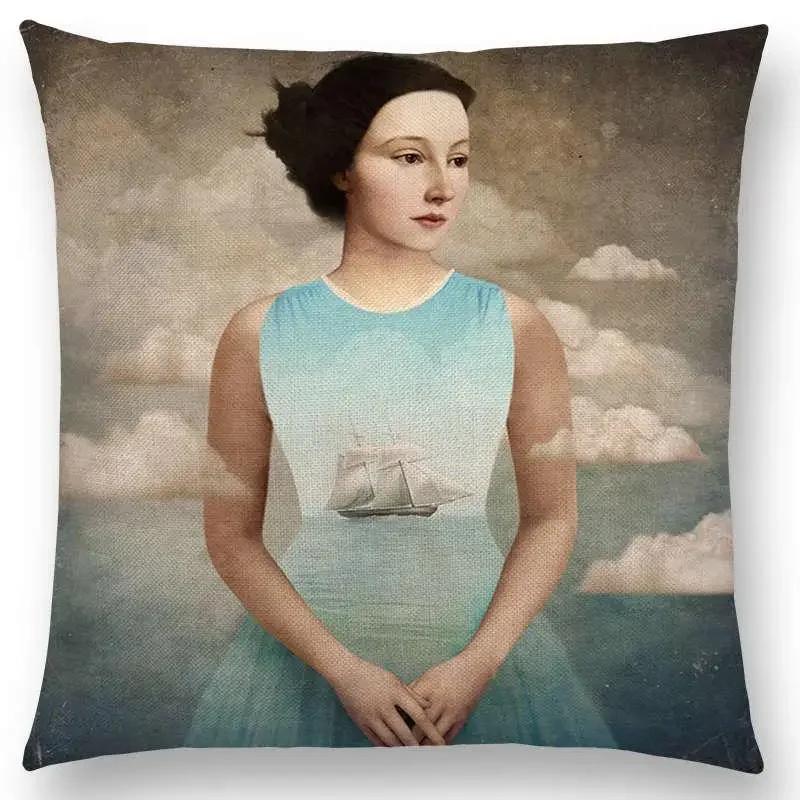 Neu Elegante Dame Liebliches Mädchen Shakespeare Stücke Fantasy Malerei Herz Frei Wunsch Meer Kissenbezug Sofa Wurfkissenbezug