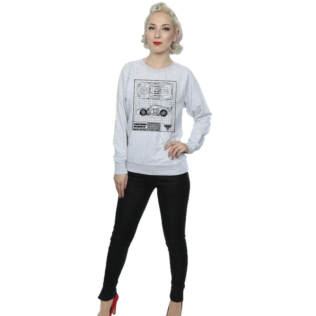 Disney Womens/Ladies Cars Lightning McQueen Blueprint Sweatshirt