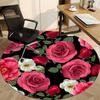 1 Stück Rose Blumenmuster Stuhlteppich für Büro, Runder Rutschfester Langlebiger Großer Büroteppich, Geeignet für Büro