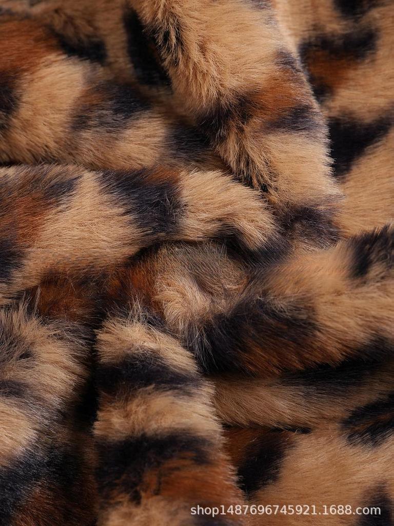 Giacca Gilet da Donna Autunno Nuovo Larga con Zip Stampa Leopardo in Ecopelliccia