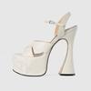 Fashion Fashionable White Black Buckle High Heel Sandals Summer Women's Sexy Waterproof Platform Nightclub Racing Women's Shoes 34-43