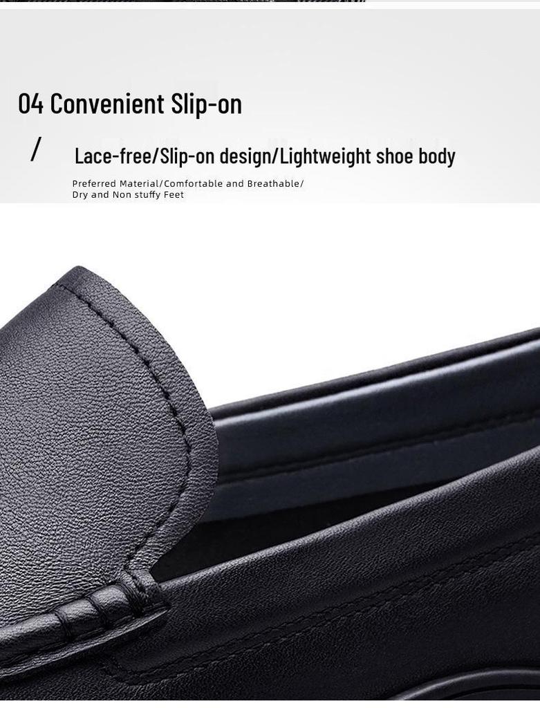 Breathable Slip-On Soft-Soled Casual Leather Shoes for Elderly Men 