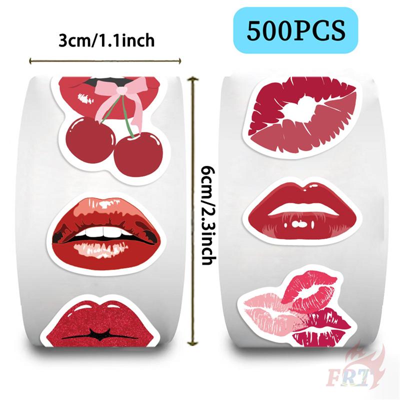 500Pcs/Roll Blazing Red Lips Kids Rewards Stickers - DIY Scrapbooks Album Decor Sealing Label Decals