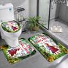 3pcs Revolting Rhymes Pattern Flannel Nonslip Absorbent Washable Decorative Bathroom Home Toilet Seat Cover Mat