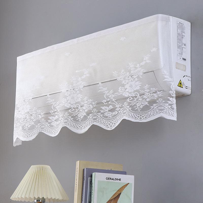 Elegant blondert brodert design Anti-direkte blåsing Klimaanleggtrekk Stoff Veggmontert Støvtett Etui Hjemmedekorasjon