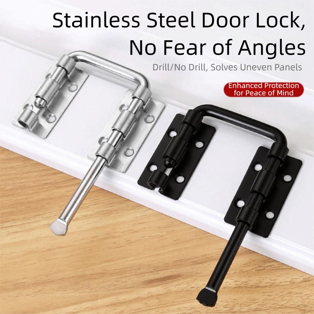 Durable Stainless Steel Door Latch Lock Silver,Black Non Perforated 90/180 Degree Gate Latch Safety Thickened Door Buckle Fences