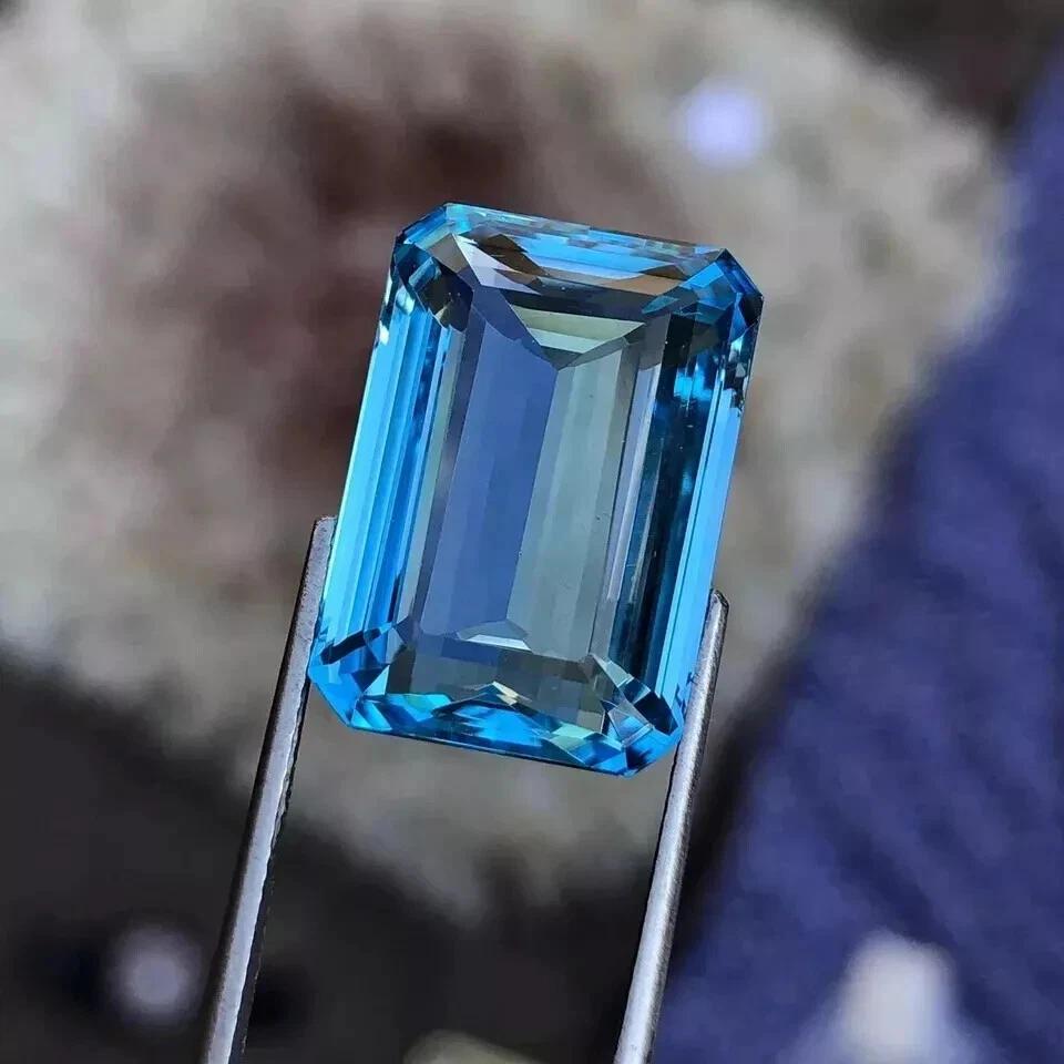 Rare Natural Santa Maria Blue Aquamarine Grade 11-13 Ct Emerald Cut Gemstone