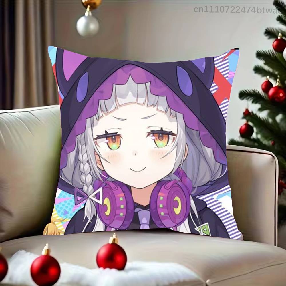 Hololive Murasaki SShino Pillow Case For Living Room Bedroom Hotel Pattern Printed Cushion Cover Decorations and Protector