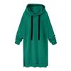 Women's Fashion Casual Sweatshirt Solid Color Long Sleeve Split Hem Long Hoodie