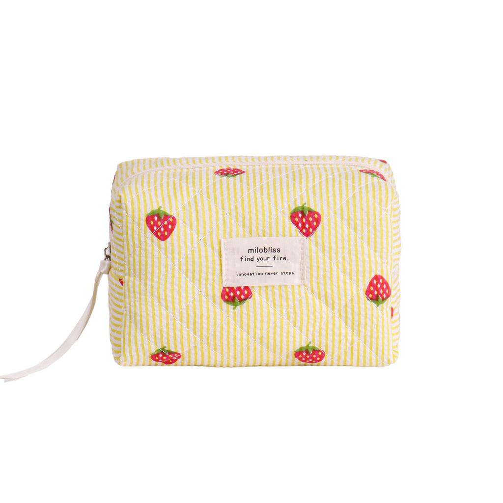 Καπιτονέ Τσάντα Καλλυντικών Φράουλας Υψηλής Χωρητικότητας με Ντιζάιν Εσοχής