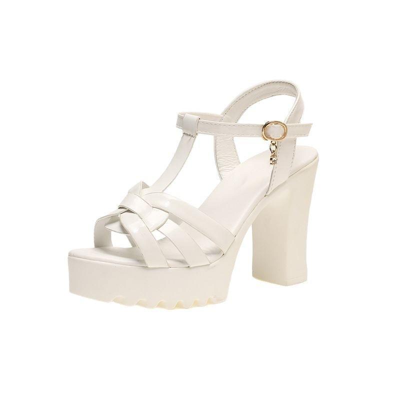 thick-soled Roman sandals women's summer 2025 new women's thick-heeled waterproof platform thick-soled high-heeled shoes open-toed fish-mouth shoes