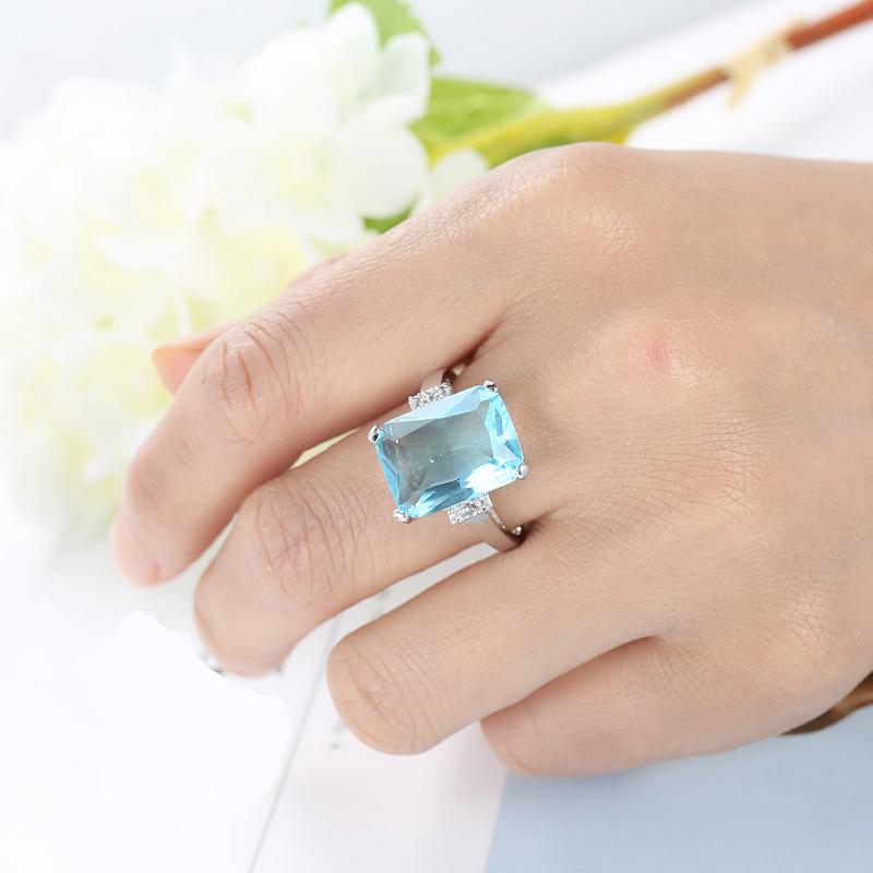 

Fashion Big CZ Blue Stone Ring New Arrivals Women Lady Gift Wedding Anniversary Ceremony 925 Sterling Silver Jewelry Wholesale 6