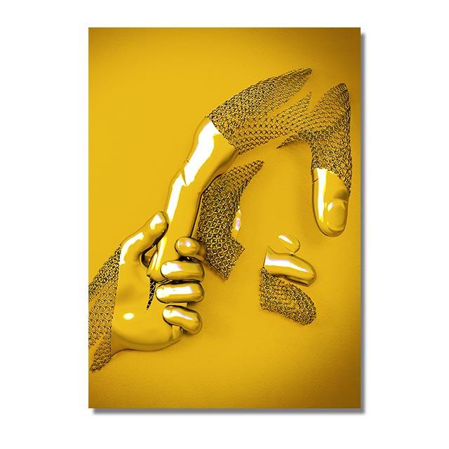 Love Couples Poster 3D Metal Figure Statue Canvas Painting Human Body Sculpture Wall Art Printing Picture for Home Room Decor