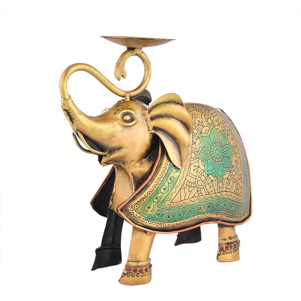 Metal Elephant Statue Tea Light Candle Holder Stand Decorative Showpiece for Home House Decoration Items, Tabletop Showpiece