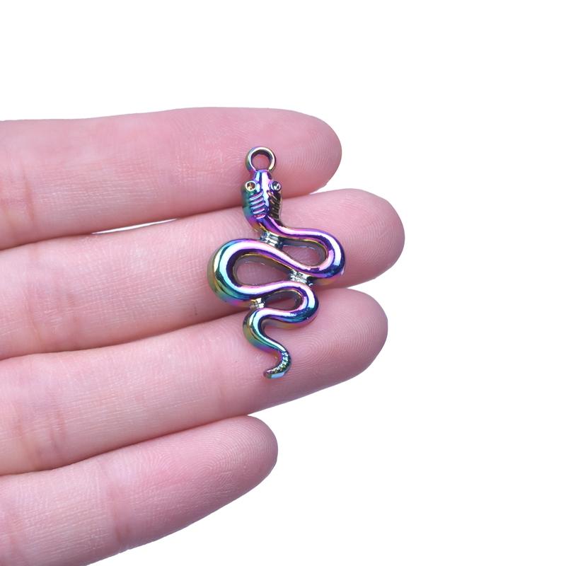 Snake Charm Cobra Rainbow Pendant 5pcs Mix Animal Charms For Jewelry Making Supply DIY Necklace Fashion Earring Punk Accessories